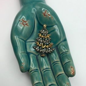 Bes Vintage Signed Christmas Rhinestone Brooch